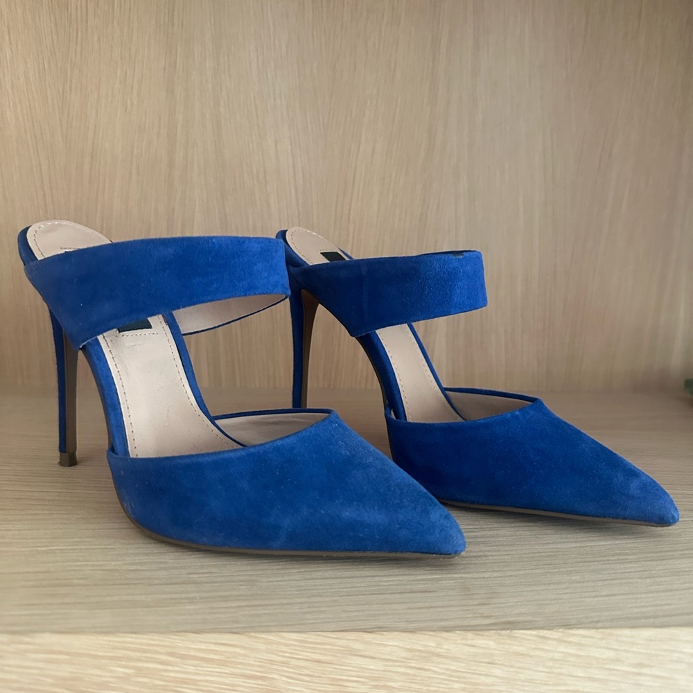 Aqua Vibrant Blue Suede Heels